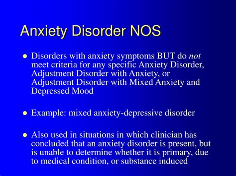 anxiety disorder nos